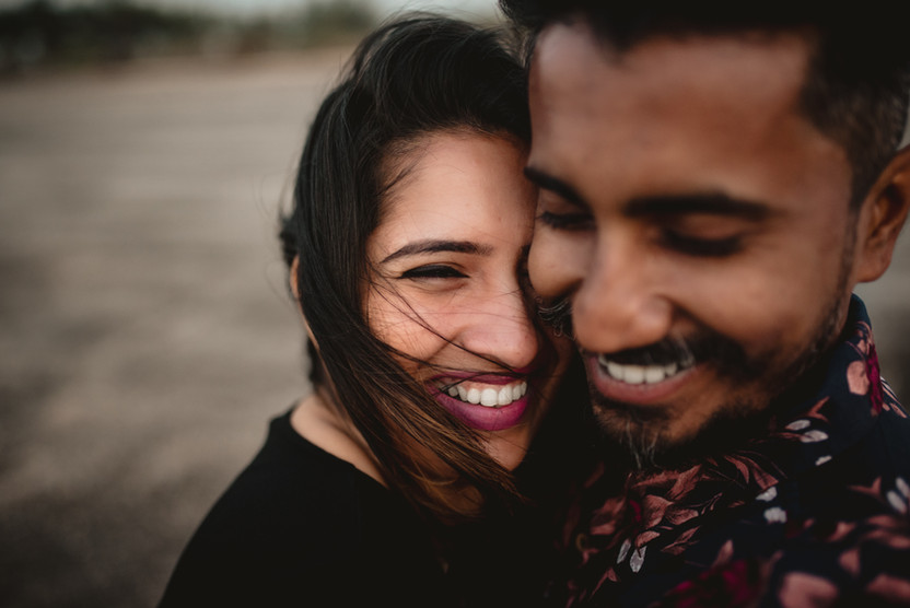 Loving couple embracing outdoors